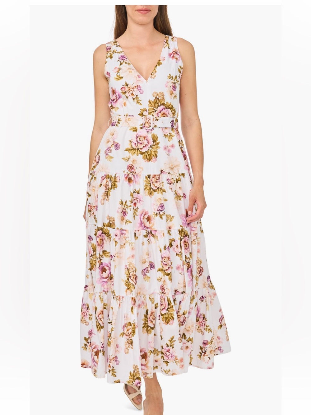 Ted Baker Pink & White Floral Tiered Maxi Dress